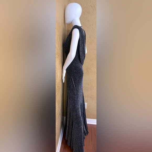 Bebe long black and silver shimmery dress - Picture 4 of 6